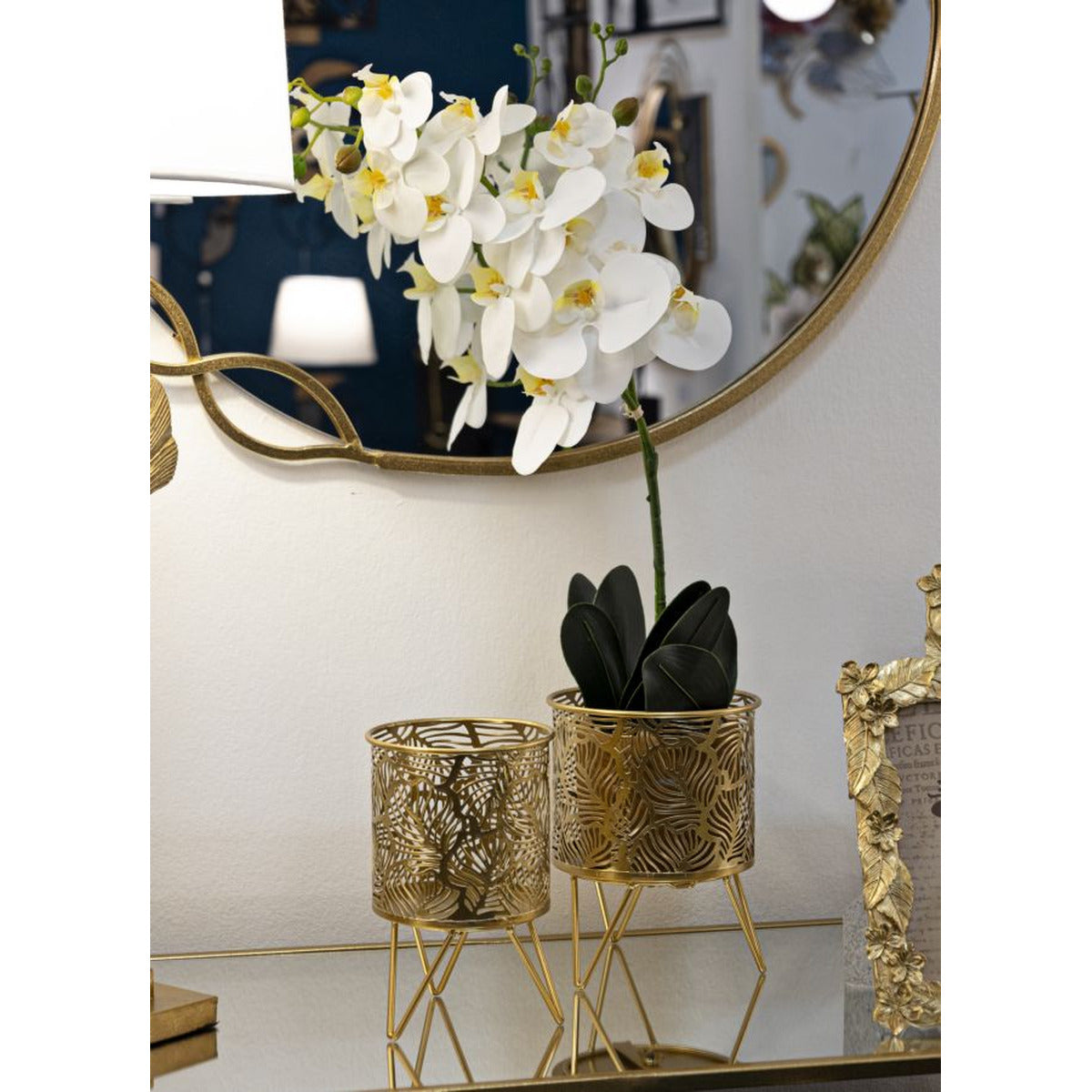 Set di 2 Vasi per Piante MF414, Oro, Metallo, 16x16x20 cm, Seven Design