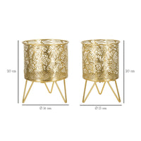 Set di 2 Vasi per Piante MF414, Oro, Metallo, 16x16x20 cm, Seven Design