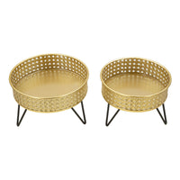 Set di 2 Vasi per Piante MF410, Oro, Metallo, 20,5x20,5x13 cm, Seven Design