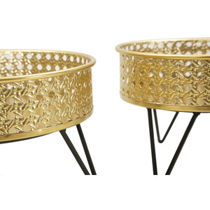 Set di 2 Vasi per Piante MF410, Oro, Metallo, 20,5x20,5x13 cm, Seven Design