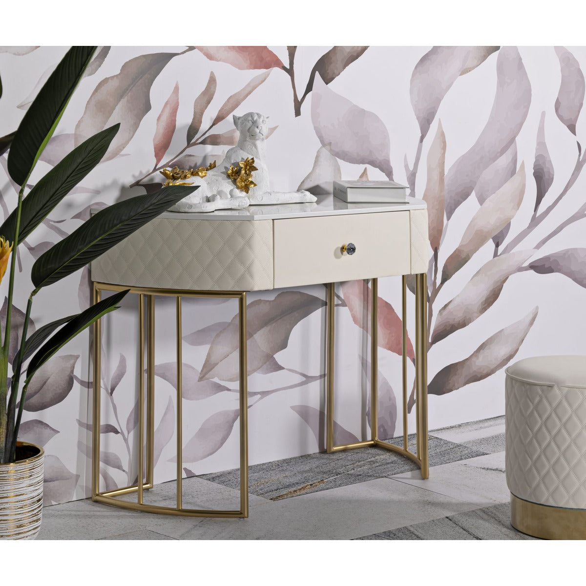 Tavolo Consolle MF607, Bianco, Legno, 100x40x75 cm, Seven Design