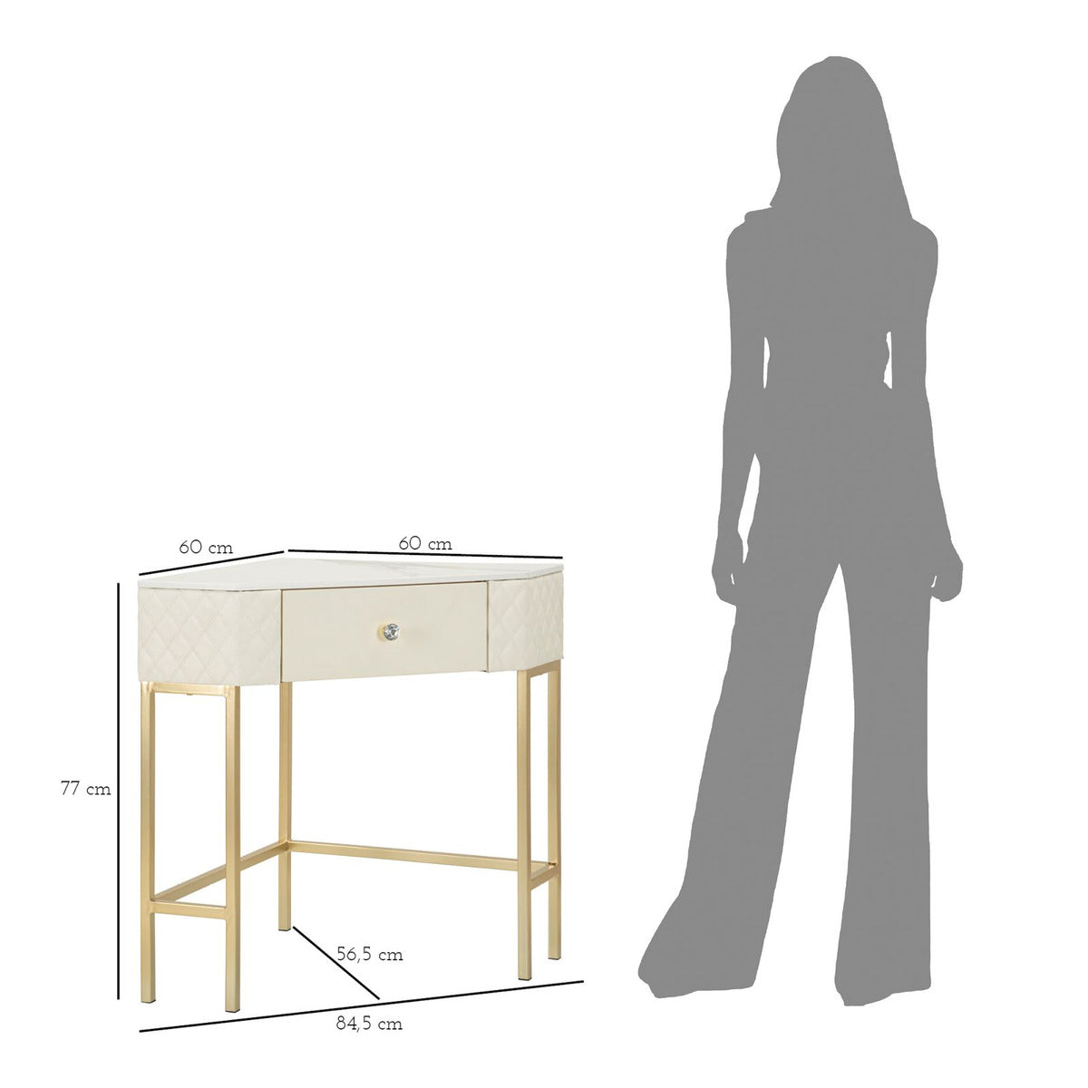 Tavolo Consolle MF608, Bianco, Legno, 84,5x60x77 cm, Seven Design