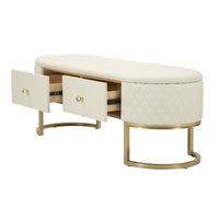 Panca con Portaoggetti MF302, Bianco, Legno, 120x40x43 cm, Seven Design