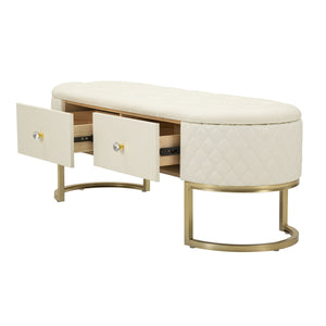 Panca con Portaoggetti MF302, Bianco, Legno, 120x40x43 cm, Seven Design