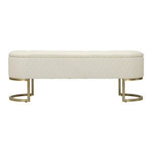 Panca con Portaoggetti MF302, Bianco, Legno, 120x40x43 cm, Seven Design