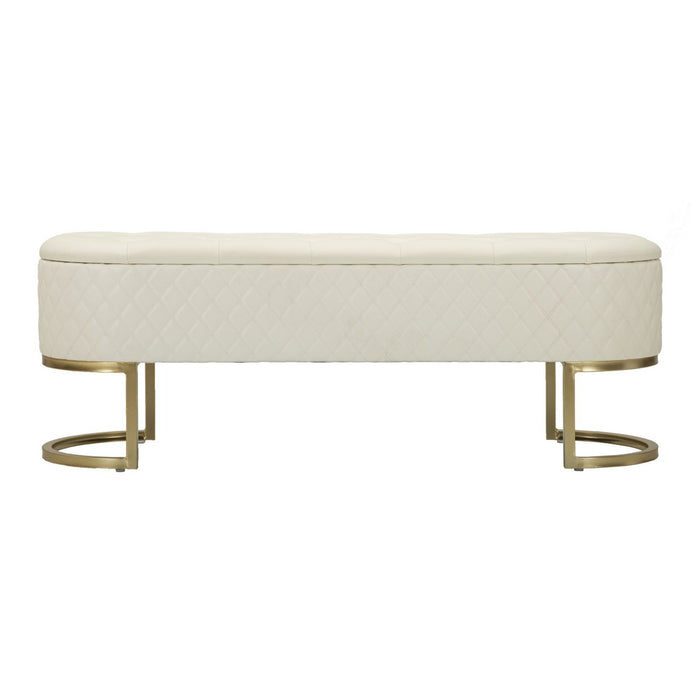 Panca con Portaoggetti MF302, Bianco, Legno, 120x40x43 cm, Seven Design