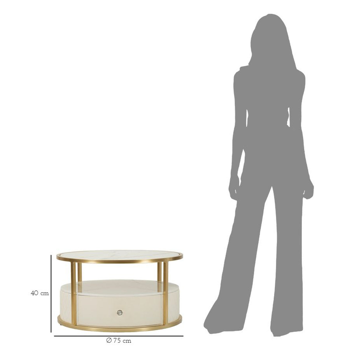 Tavolino MF517, Bianco, Legno, 75x75x40 cm, Seven Design