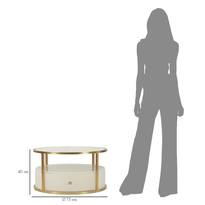 Tavolino MF517, Bianco, Legno, 75x75x40 cm, Seven Design