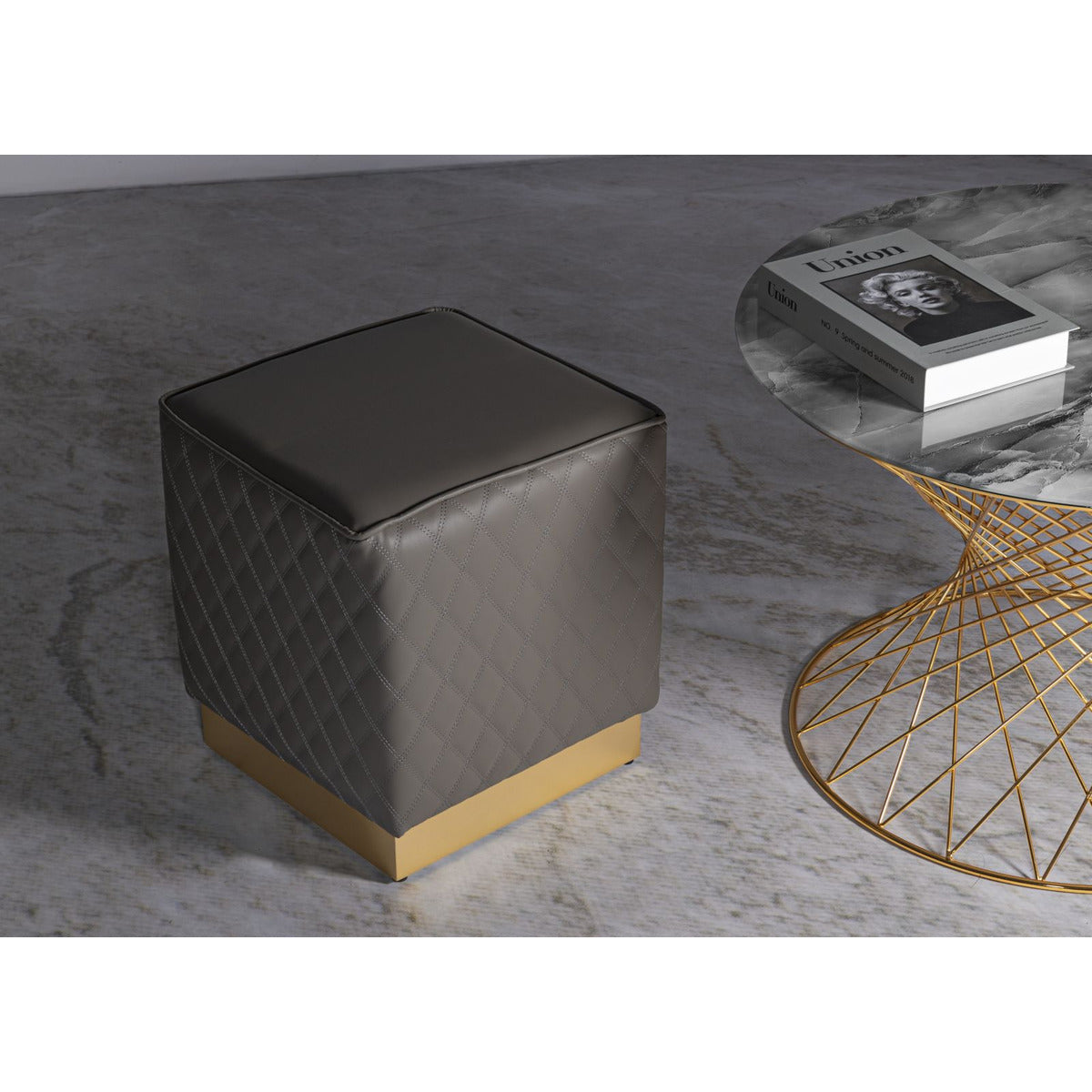 Pouf MF352, Grigio, Legno, 38x38x38 cm, Seven Design