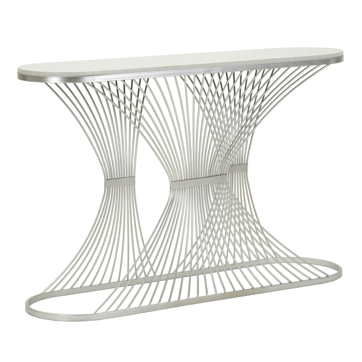 Tavolo Consolle MF618, Argento, Marmo, 120x35x79 cm, Seven Design