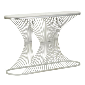 Tavolo Consolle MF618, Argento, Marmo, 120x35x79 cm, Seven Design