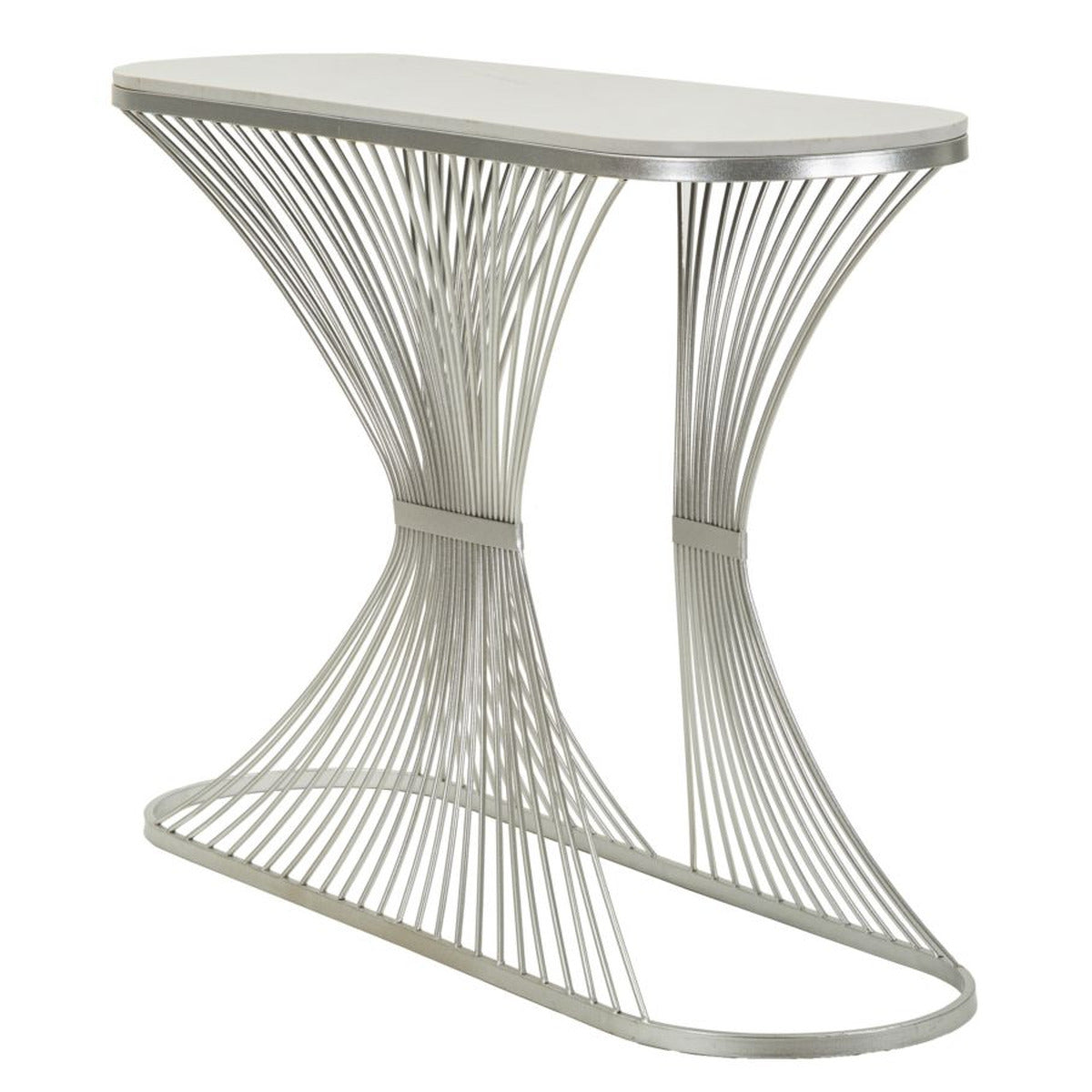 Tavolo Consolle MF618, Argento, Marmo, 120x35x79 cm, Seven Design