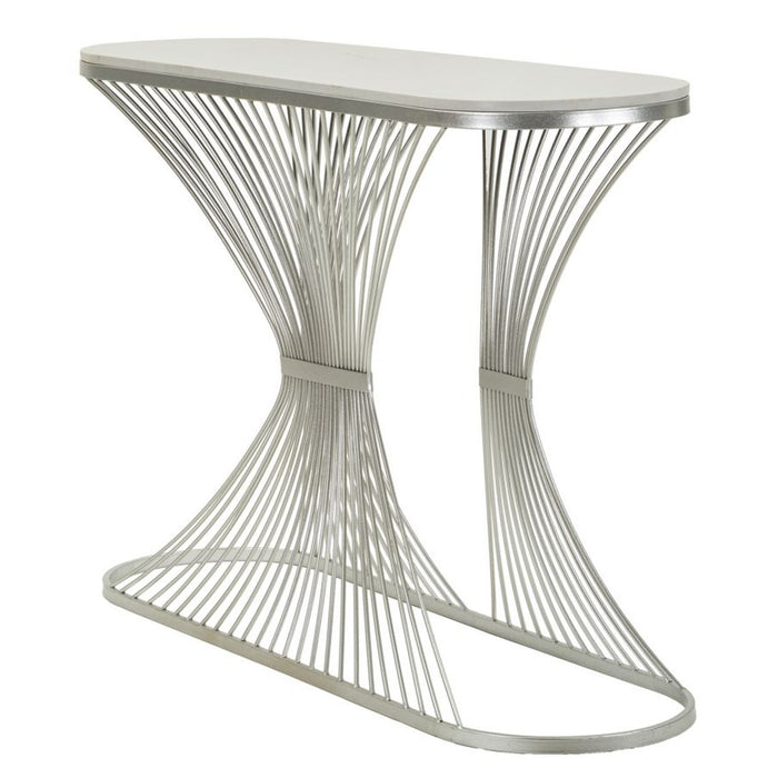 Tavolo Consolle MF618, Argento, Marmo, 120x35x79 cm, Seven Design