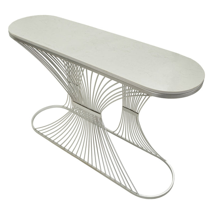 Tavolo Consolle MF618, Argento, Marmo, 120x35x79 cm, Seven Design