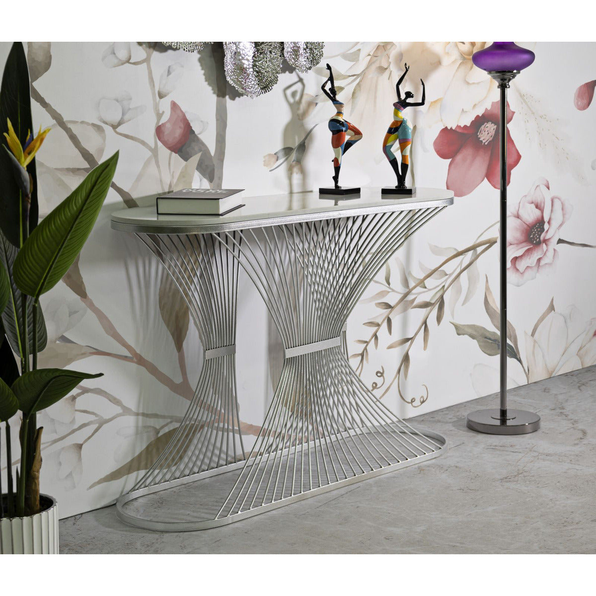 Tavolo Consolle MF618, Argento, Marmo, 120x35x79 cm, Seven Design