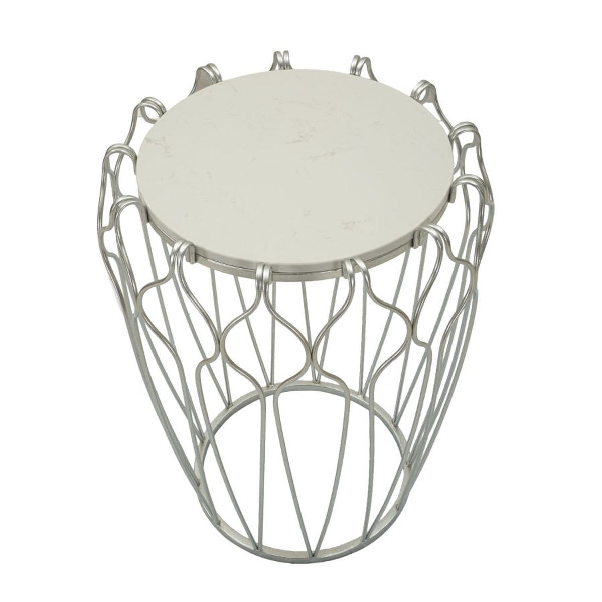 Tavolino MF530, Argento, Marmo, 47,5x47,5x61,5 cm, Seven Design