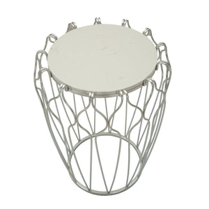 Tavolino MF530, Argento, Marmo, 47,5x47,5x61,5 cm, Seven Design