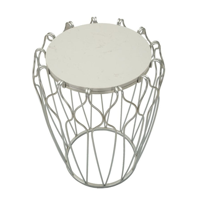 Tavolino MF530, Argento, Marmo, 47,5x47,5x61,5 cm, Seven Design