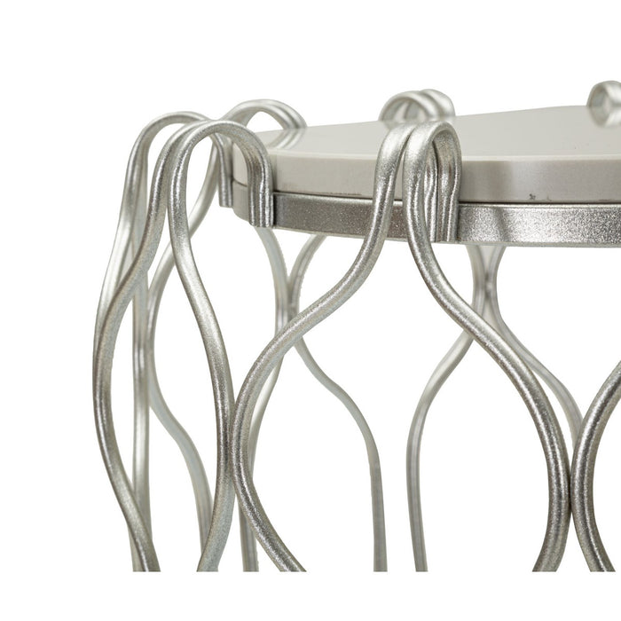 Tavolino MF530, Argento, Marmo, 47,5x47,5x61,5 cm, Seven Design