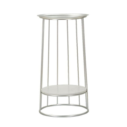 Tavolino MF583, Argento, Marmo, 40x40x76 cm, Seven Design