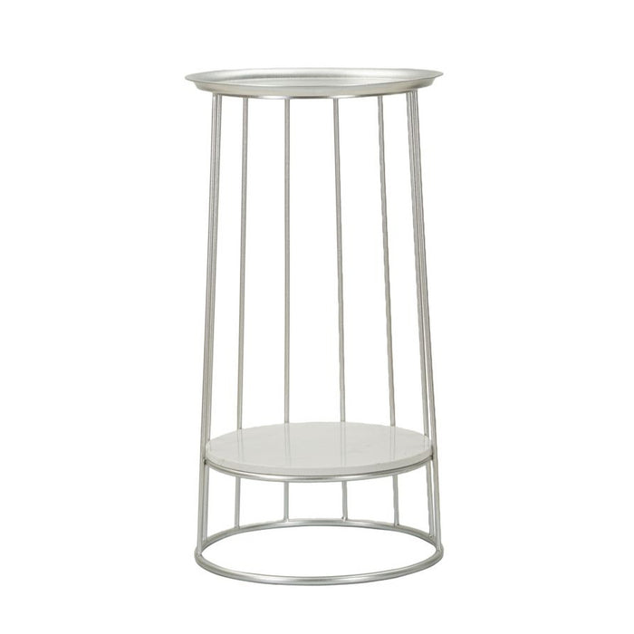 Tavolino MF583, Argento, Marmo, 40x40x76 cm, Seven Design