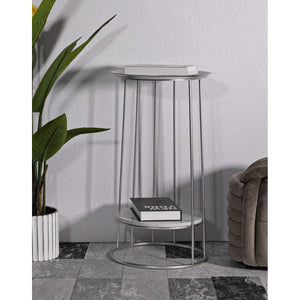 Tavolino MF583, Argento, Marmo, 40x40x76 cm, Seven Design