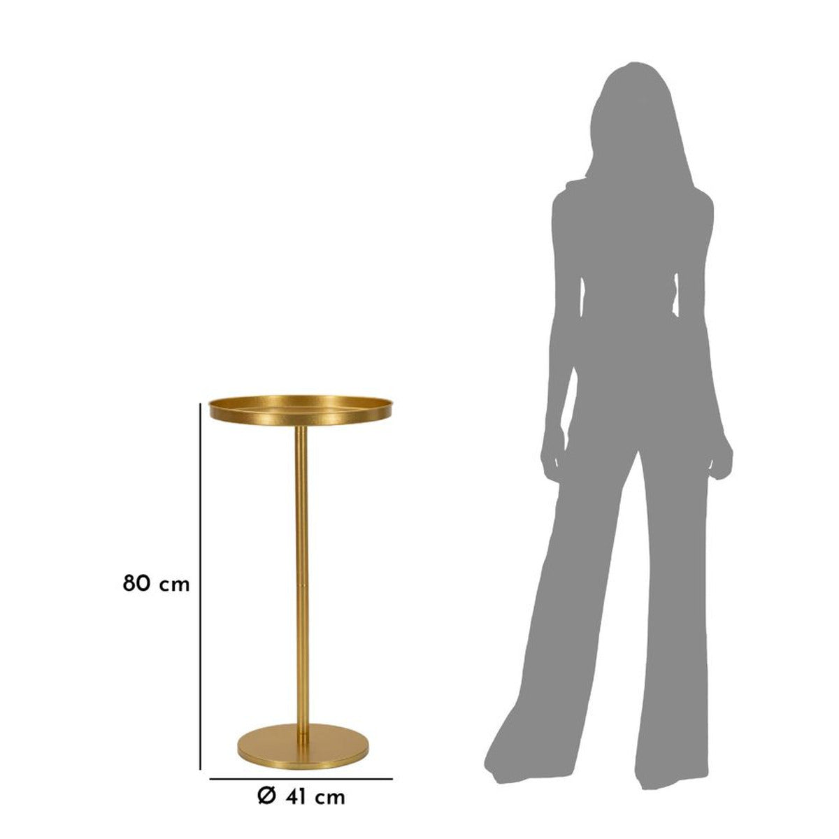 Tavolino MF579, Oro, Metallo, 41x41x80 cm, Seven Design