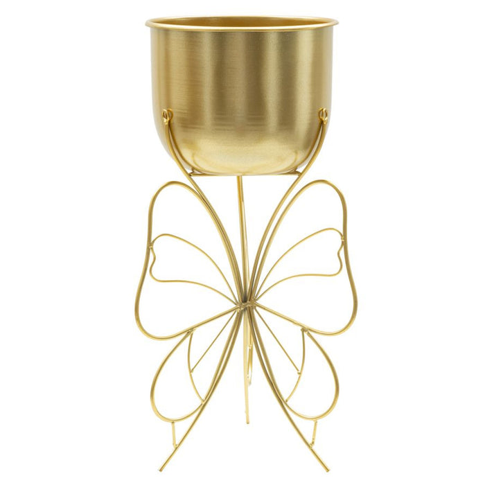 Vaso per Piante Farfalla 4, Oro, Metallo, 22x22x45 cm, Seven Design