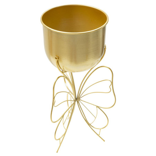 Vaso per Piante Farfalla 4, Oro, Metallo, 22x22x45 cm, Seven Design