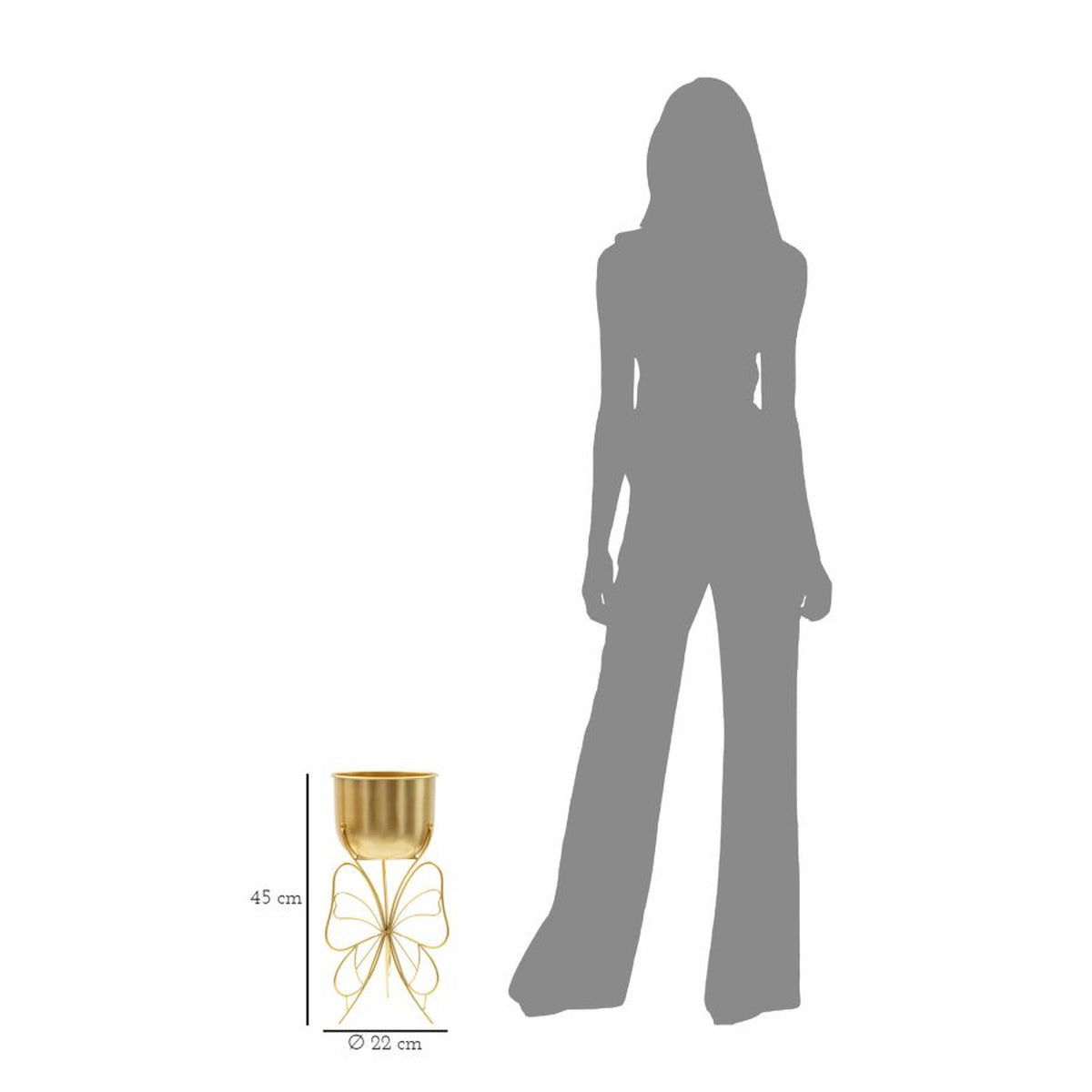 Vaso per Piante Farfalla 4, Oro, Metallo, 22x22x45 cm, Seven Design