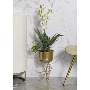 Vaso per Piante Farfalla 5, Oro, Metallo, 22x22x40 cm, Seven Design