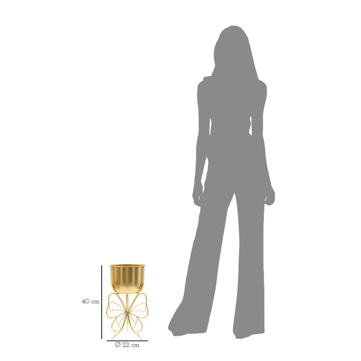 Vaso per Piante Farfalla 5, Oro, Metallo, 22x22x40 cm, Seven Design