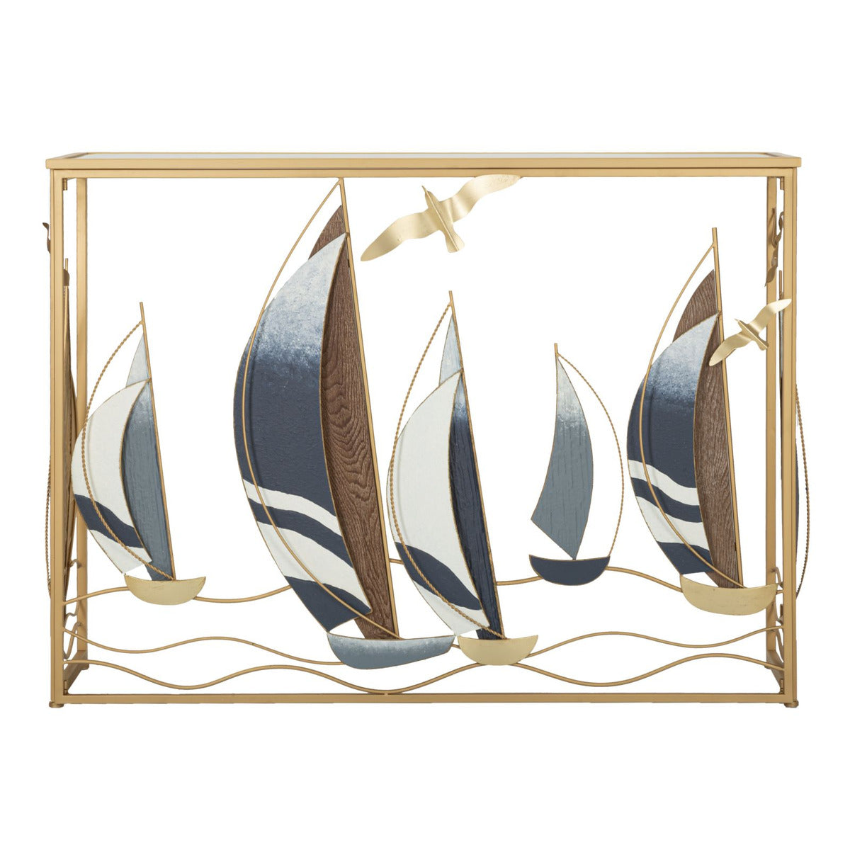 Tavolo Consolle Barche 9, Multicolore, Metallo, 108x37x80 cm, Seven Design