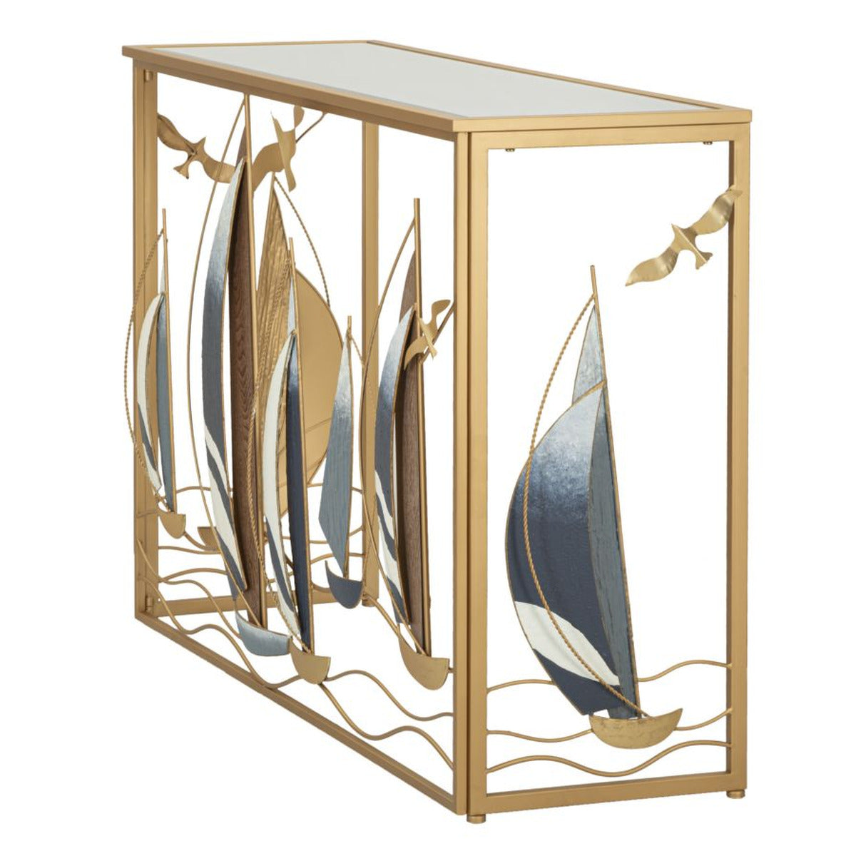 Tavolo Consolle Barche 9, Multicolore, Metallo, 108x37x80 cm, Seven Design