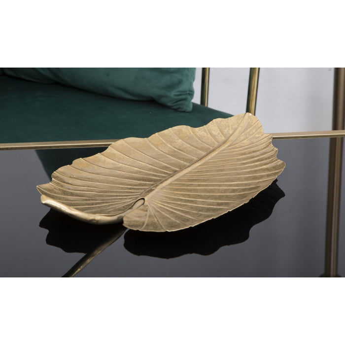 Vassoio Foglia 5, Oro, Metallo, 23x2x35,5 cm, Seven Design