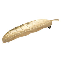 Vassoio Foglia 6, Oro, Metallo, 38x3x11 cm, Seven Design