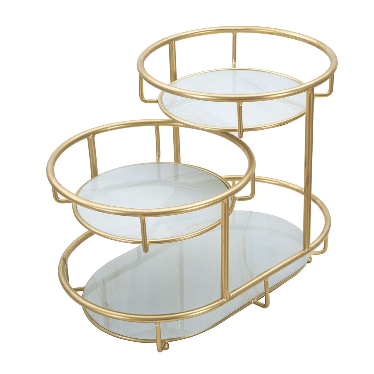 Vassoio MF689, Oro, Metallo, 36x22,5x27 cm, Seven Design