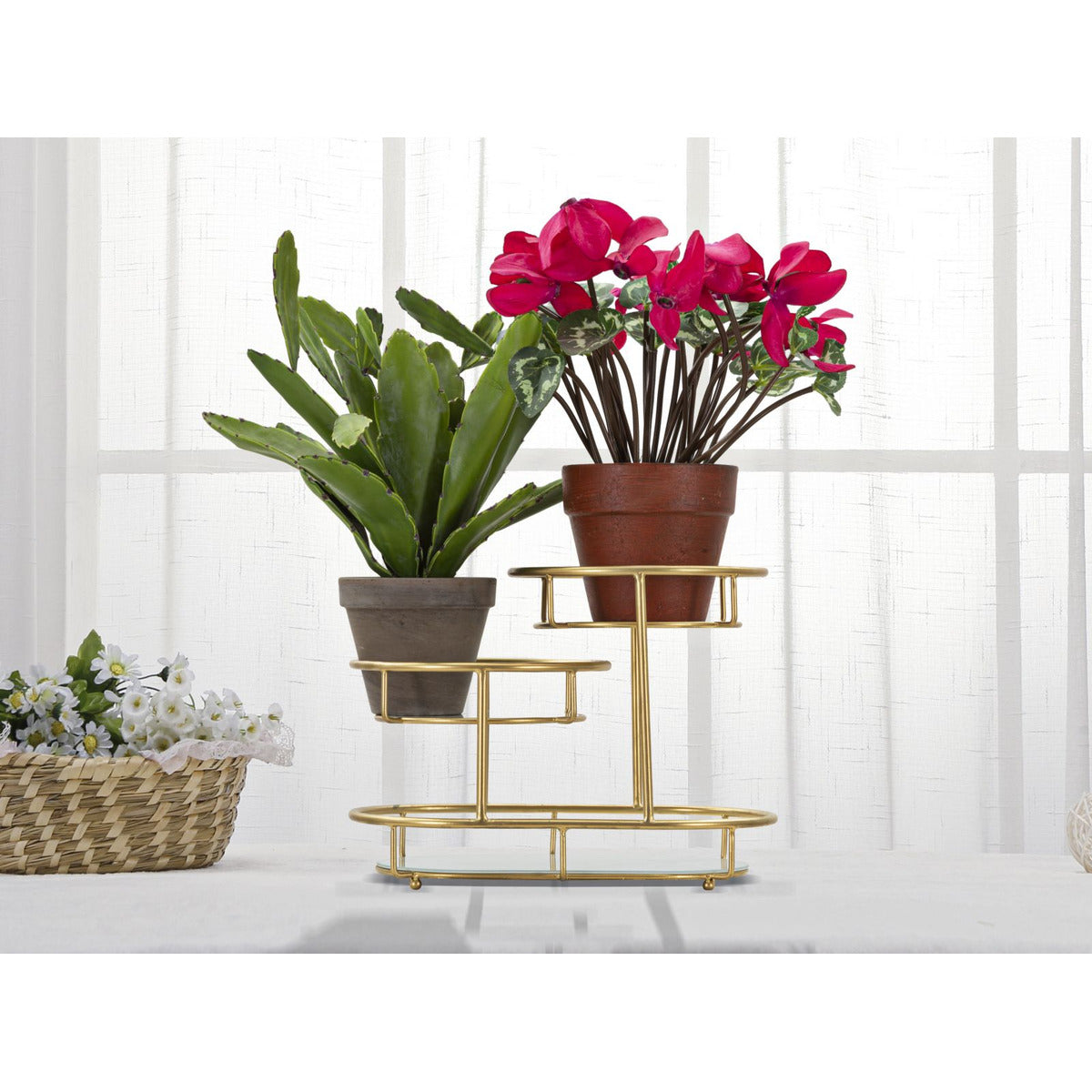 Vassoio MF689, Oro, Metallo, 36x22,5x27 cm, Seven Design