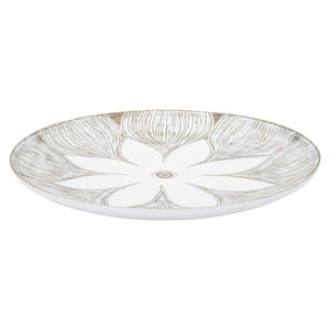 Vassoio Fiore 3, Bianco, Poliresina, 35,5x35,5x4,4 cm, Seven Design