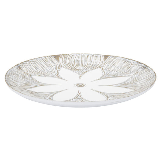 Vassoio Fiore 3, Bianco, Poliresina, 35,5x35,5x4,4 cm, Seven Design