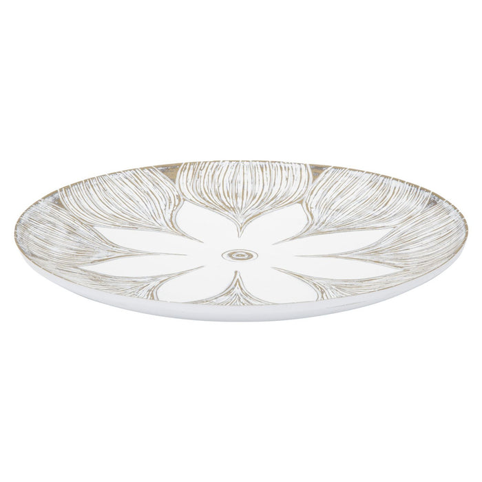 Vassoio Fiore 3, Bianco, Poliresina, 35,5x35,5x4,4 cm, Seven Design