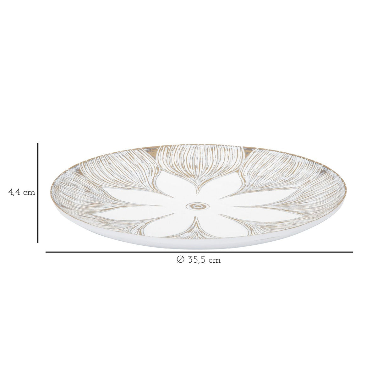 Vassoio Fiore 3, Bianco, Poliresina, 35,5x35,5x4,4 cm, Seven Design