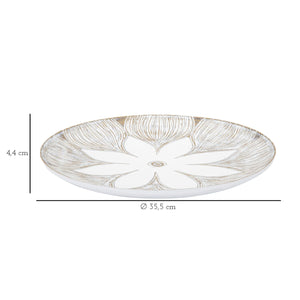Vassoio Fiore 3, Bianco, Poliresina, 35,5x35,5x4,4 cm, Seven Design