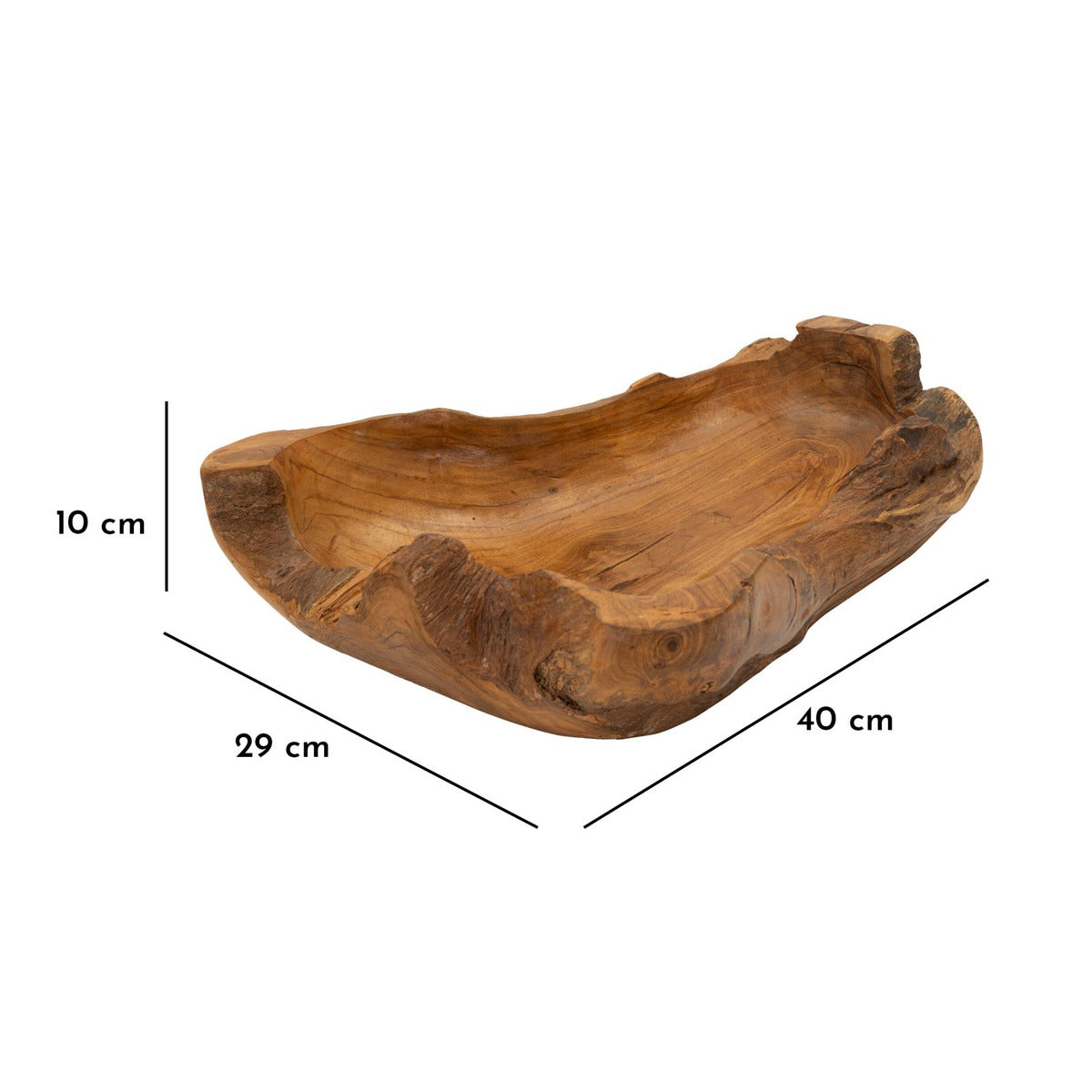 Vassoio Natura 17, Marrone, Legno, 40x29x10 cm, Seven Design