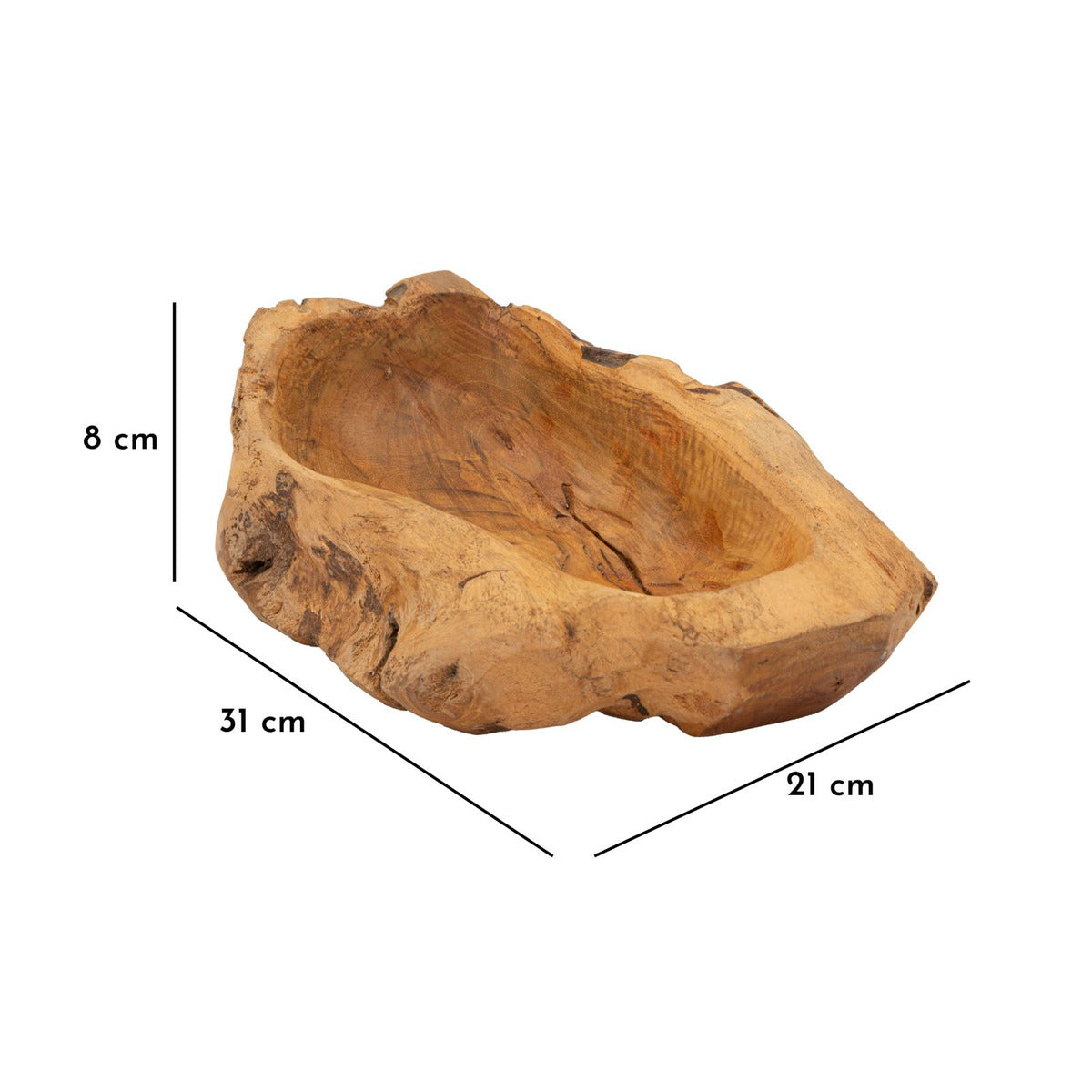 Vassoio Natura 27, Marrone, Legno, 31x21x8 cm, Seven Design