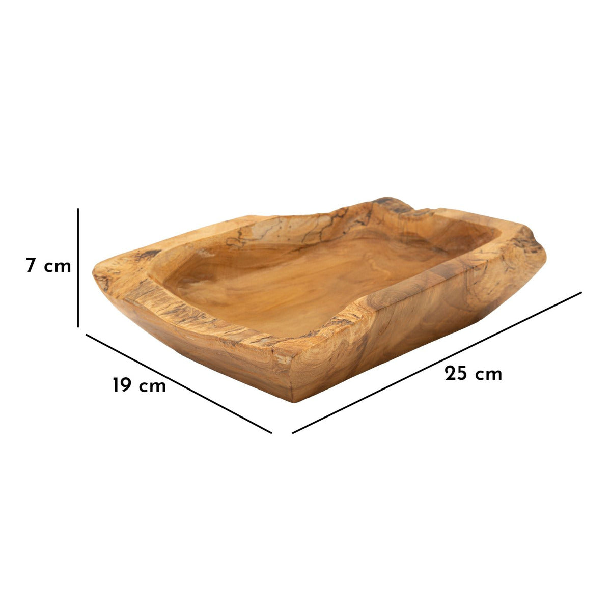 Vassoio Natura 24, Marrone, Legno, 25x19x7 cm, Seven Design