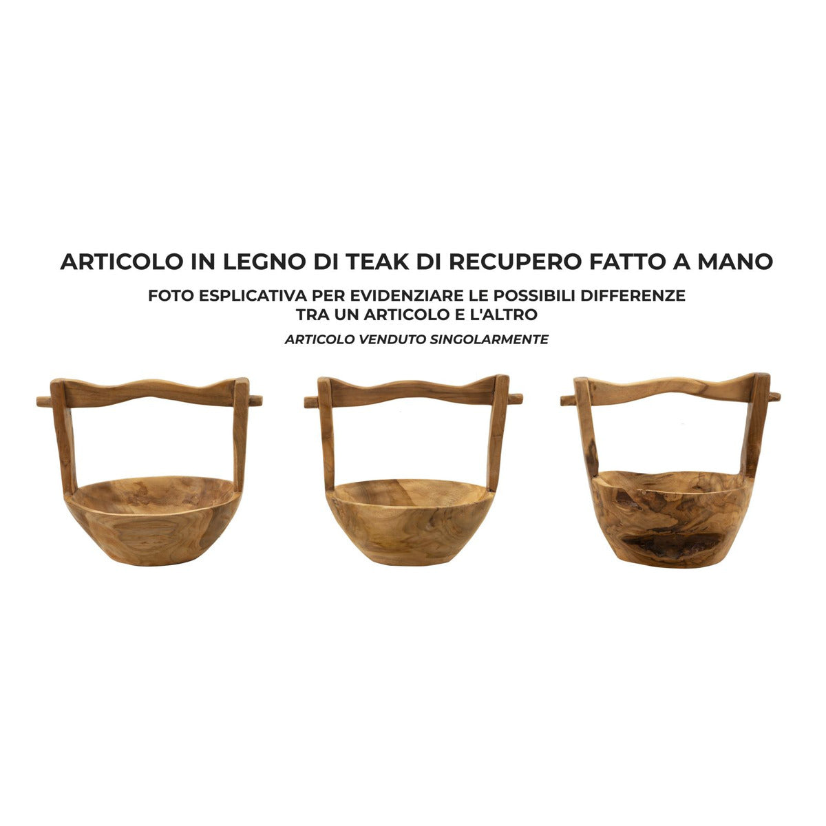 Vassoio Natura 25, Marrone, Legno, 32x25x27 cm, Seven Design