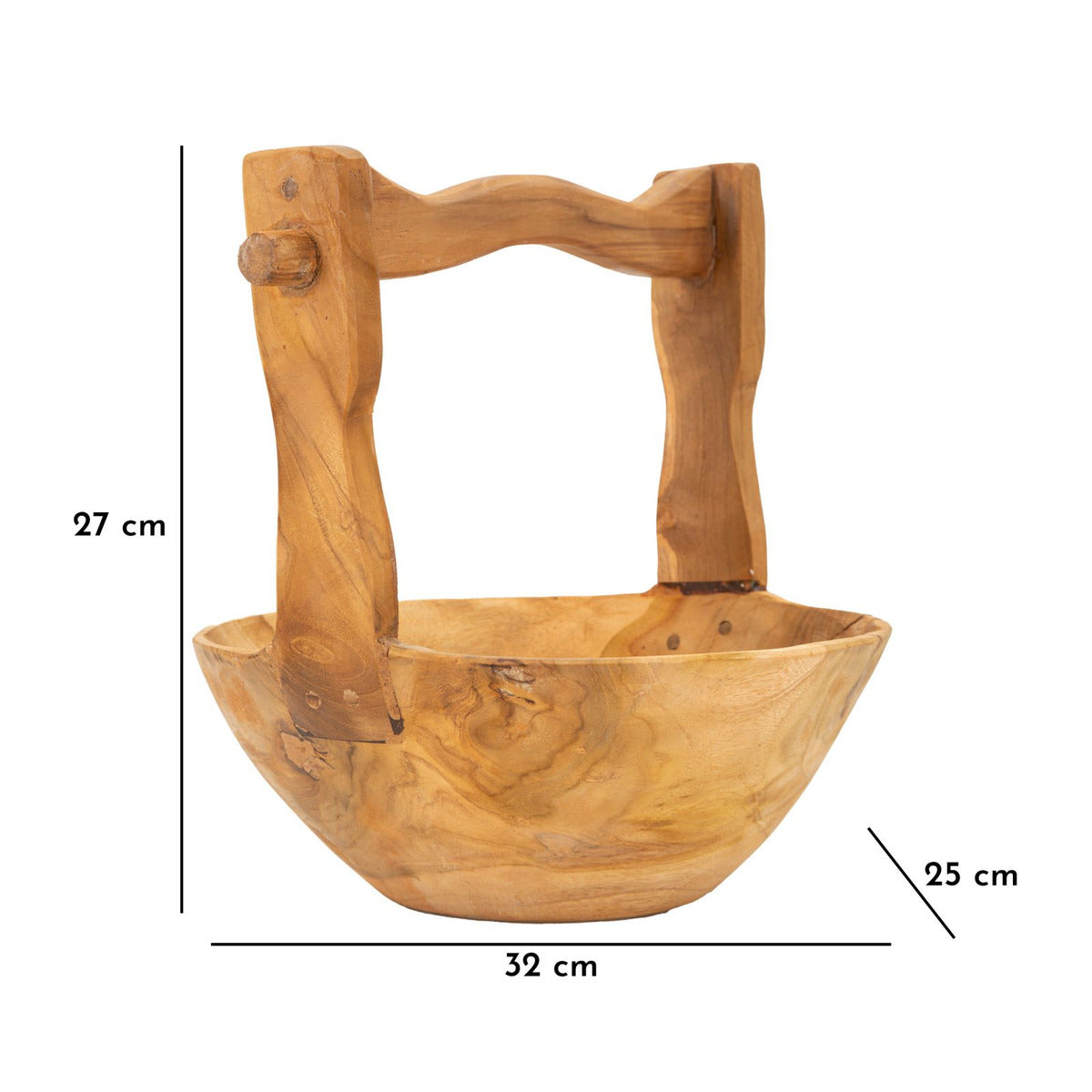 Vassoio Natura 25, Marrone, Legno, 32x25x27 cm, Seven Design