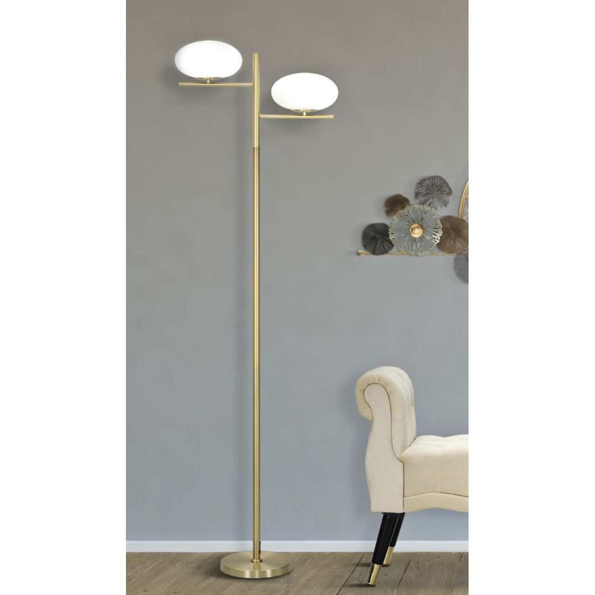 Lampada da Terra MF202, Oro, Metallo, 51x24x180 cm, Seven Design