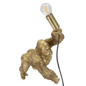 Lampada da Tavolo Gorilla 1, Oro, Poliresina, 22,5x16x40 cm, Seven Design